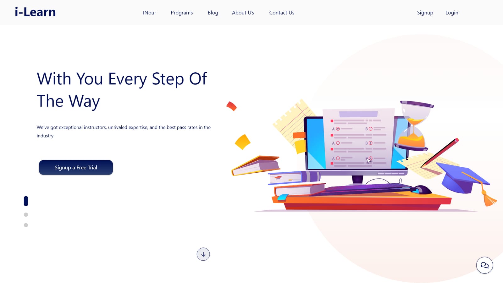 i-Learn landing page — 'With you every step of the way'